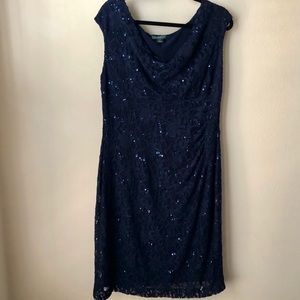 LAUREN Ralph Lauren blue lace sequin dress
